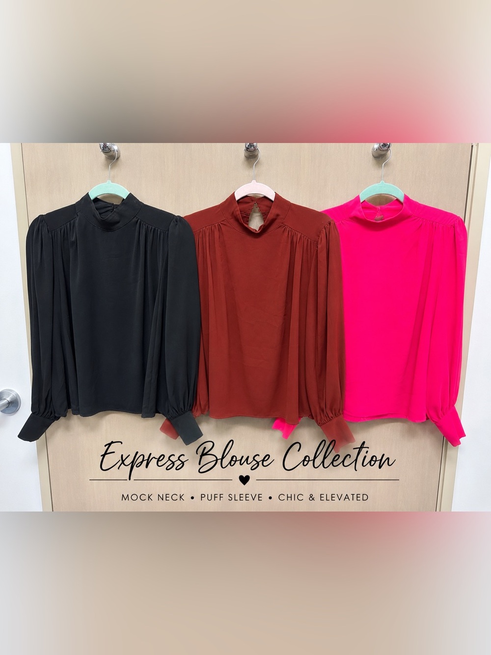 Express Hot Pink, Rust and black High Neck Blouse Bundle size XS